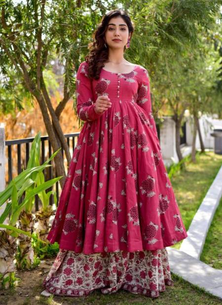 Pink Colour AAYAA 5 Fancy Festive Wear Printed Cotton Silk Kurti With Bottom Collection 3009